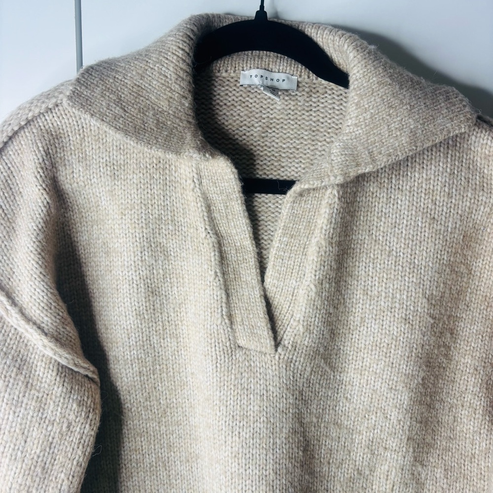 Topshop Beige V-Neck Sweater - Picture 5 of 13